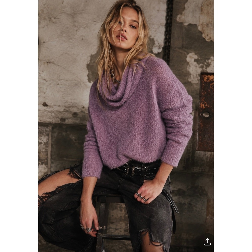 Free People Stormy Pullover Sweater Lavender Alpaca Bend Small